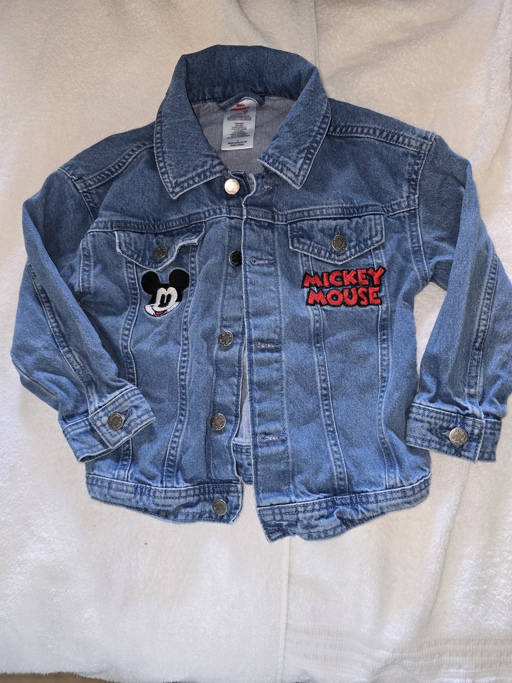 Disney Blue Denim Mickey Mouse Patch Jean Jacket Size 5